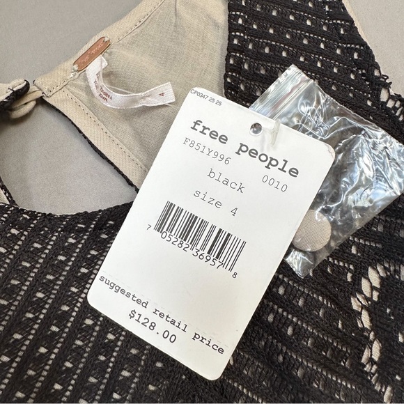 NWT $128! FREE PEOPLE Rocco black lace open back dress, 4. - Picture 5 of 7